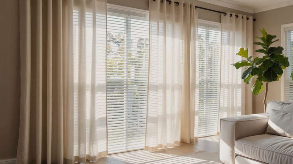 Living Room Curtains Ideas with Blinds
